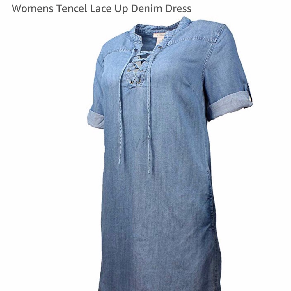 🍒Philosophy Tencel Chambray Lace Up Dress